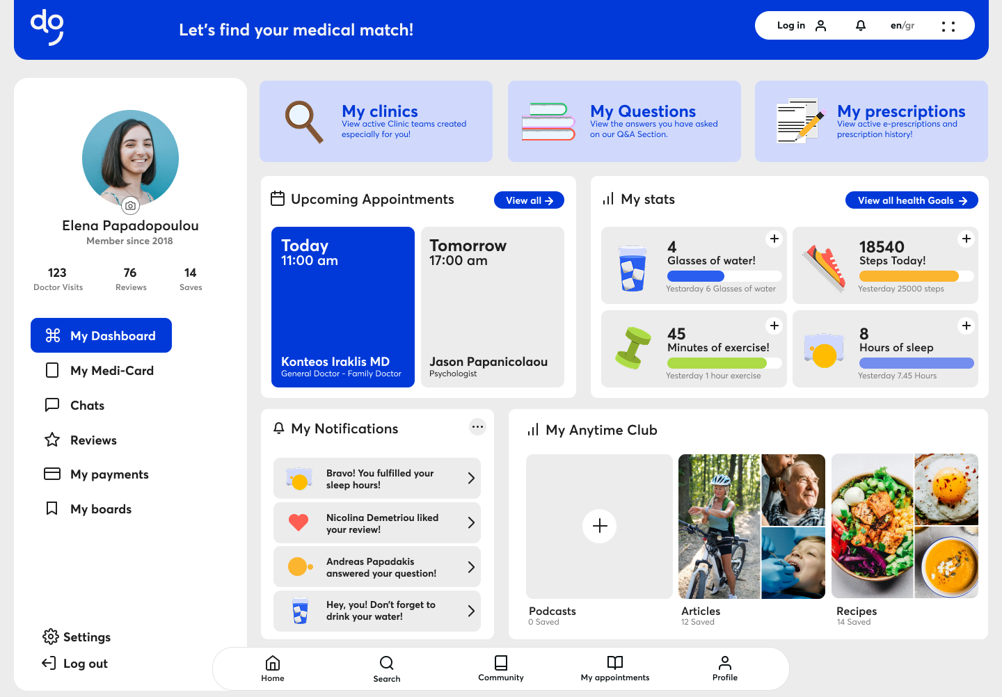 V1 User Dashboard