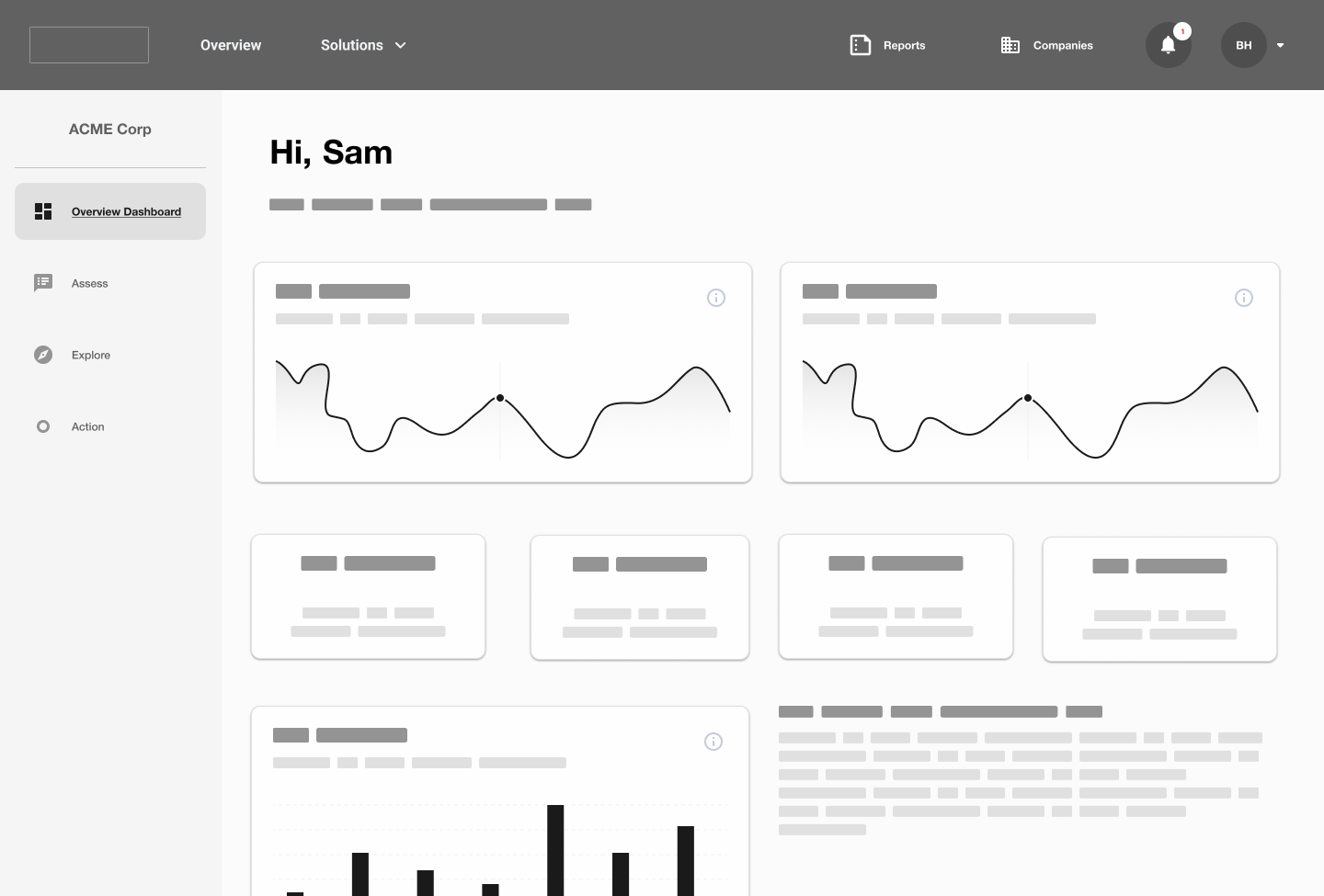 Overview Dashboard wireframe exploration