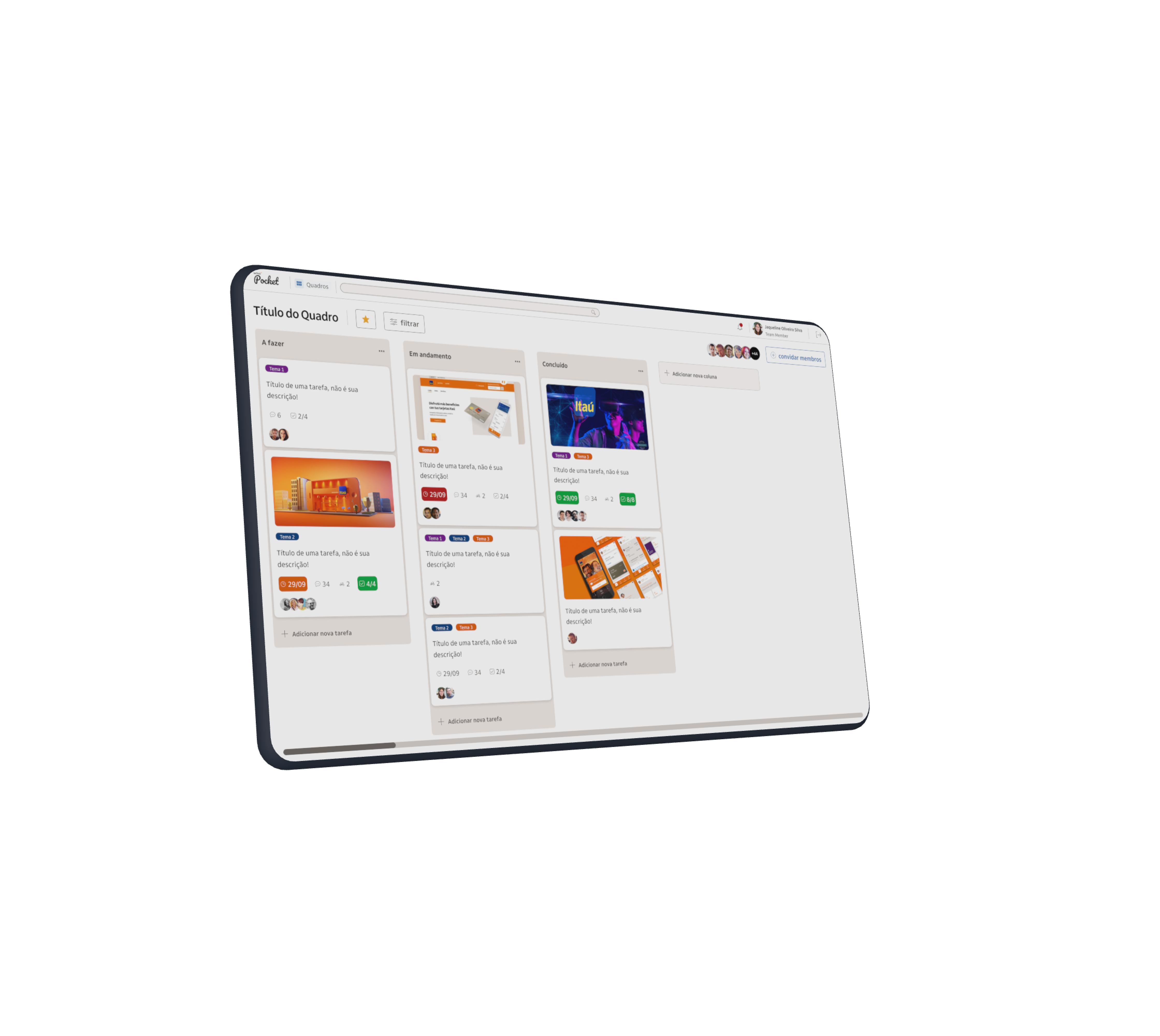 IU Click Pocket — Board view on device